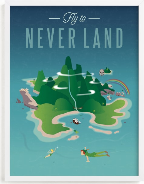 This is a blue disney art by Erica Krystek called Fly To Never Land.