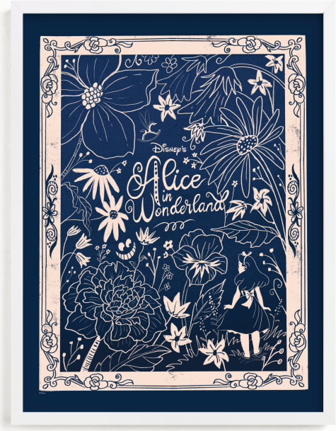 This is a blue disney art by Stefanie Lane called Art Nouveau Alice | Alice In Wonderland.