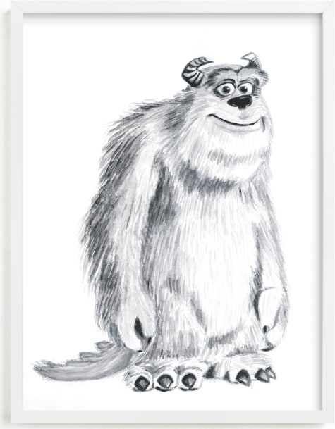 This is a black and white disney art by Mary Gaspar called Sulley | Monster's Inc.