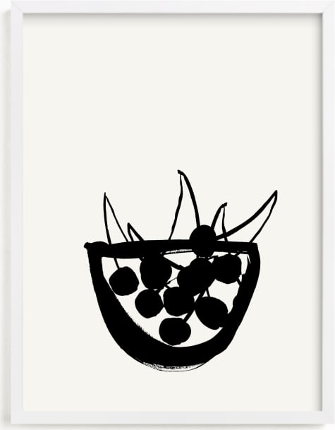 This is a black and white art by Sonya Percival called Life is a bowl of cherries.
