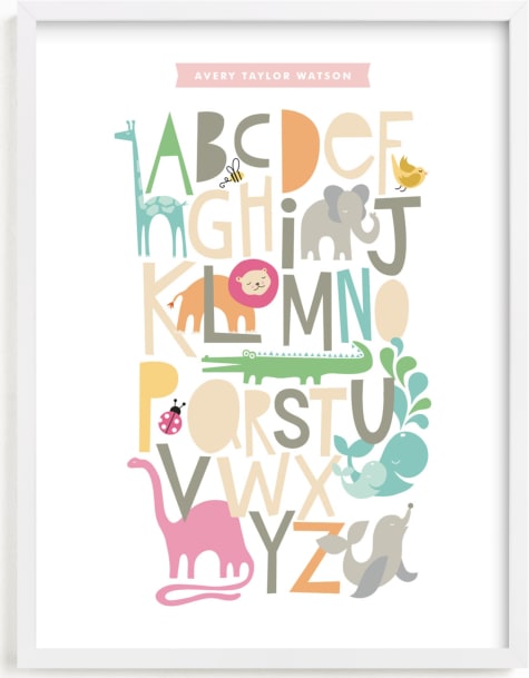 This is a orange nursery wall art by Alethea and Ruth called Animals Alphabet.