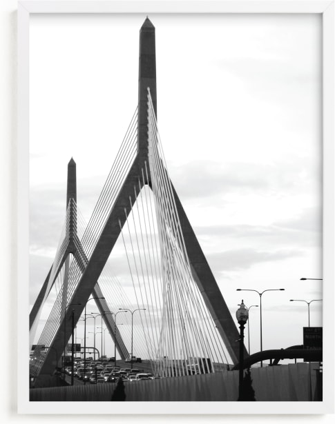 This is a black and white art by Kelsey McNatt called Bridges of Boston.
