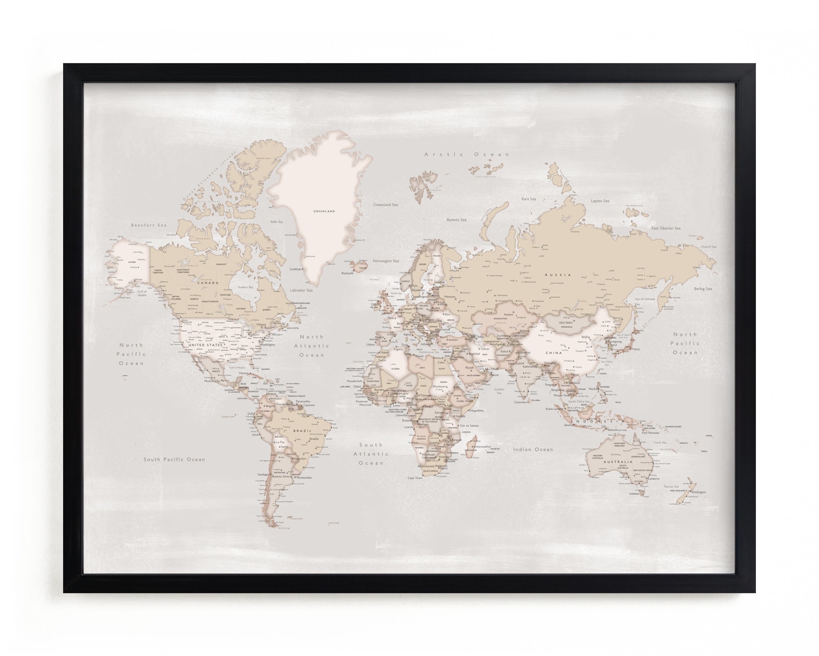 "Rustic distressed world map" - Art Print by Rosana Laiz Blursbyai in beautiful frame options and a variety of sizes.