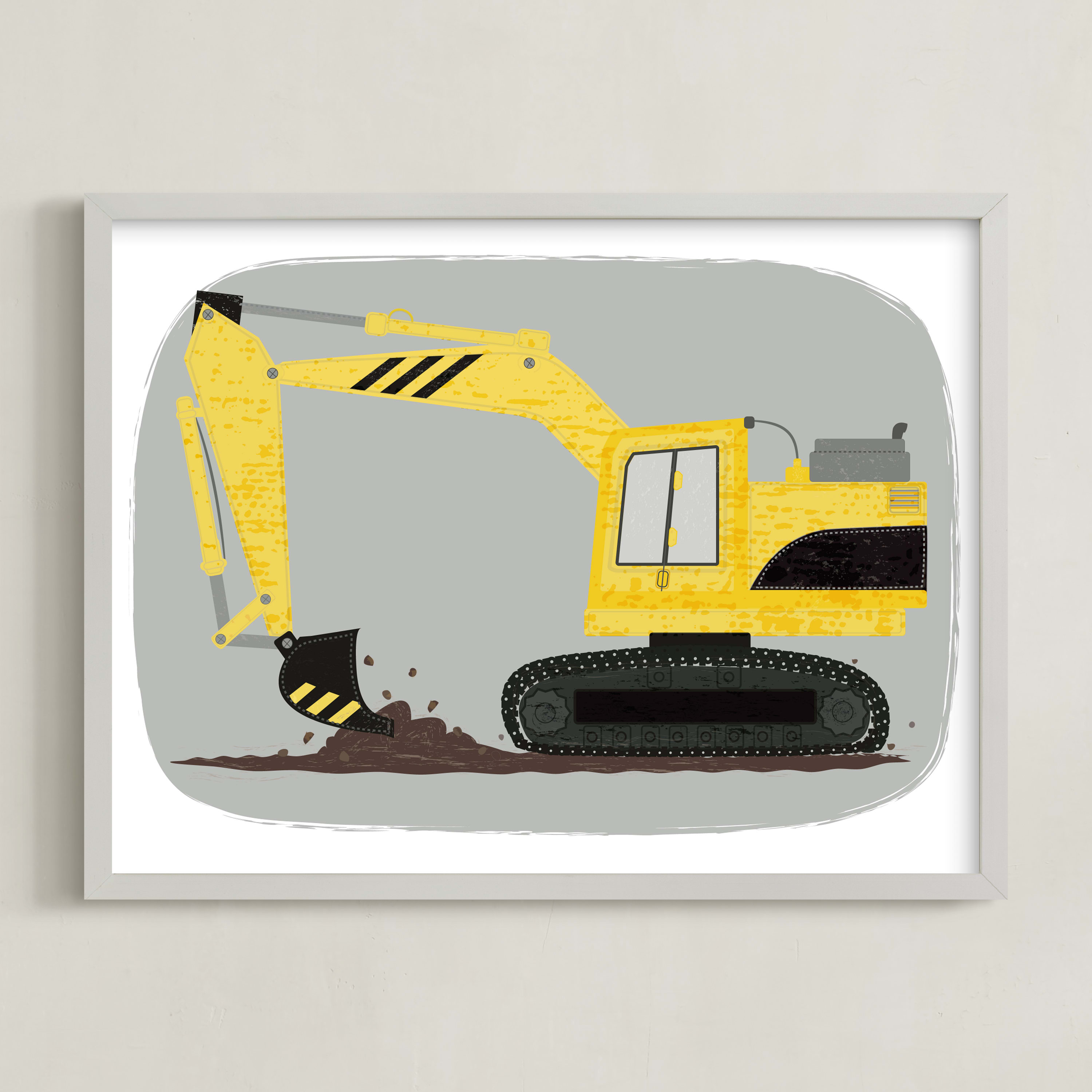 The Construction Excavator Children's Art Print