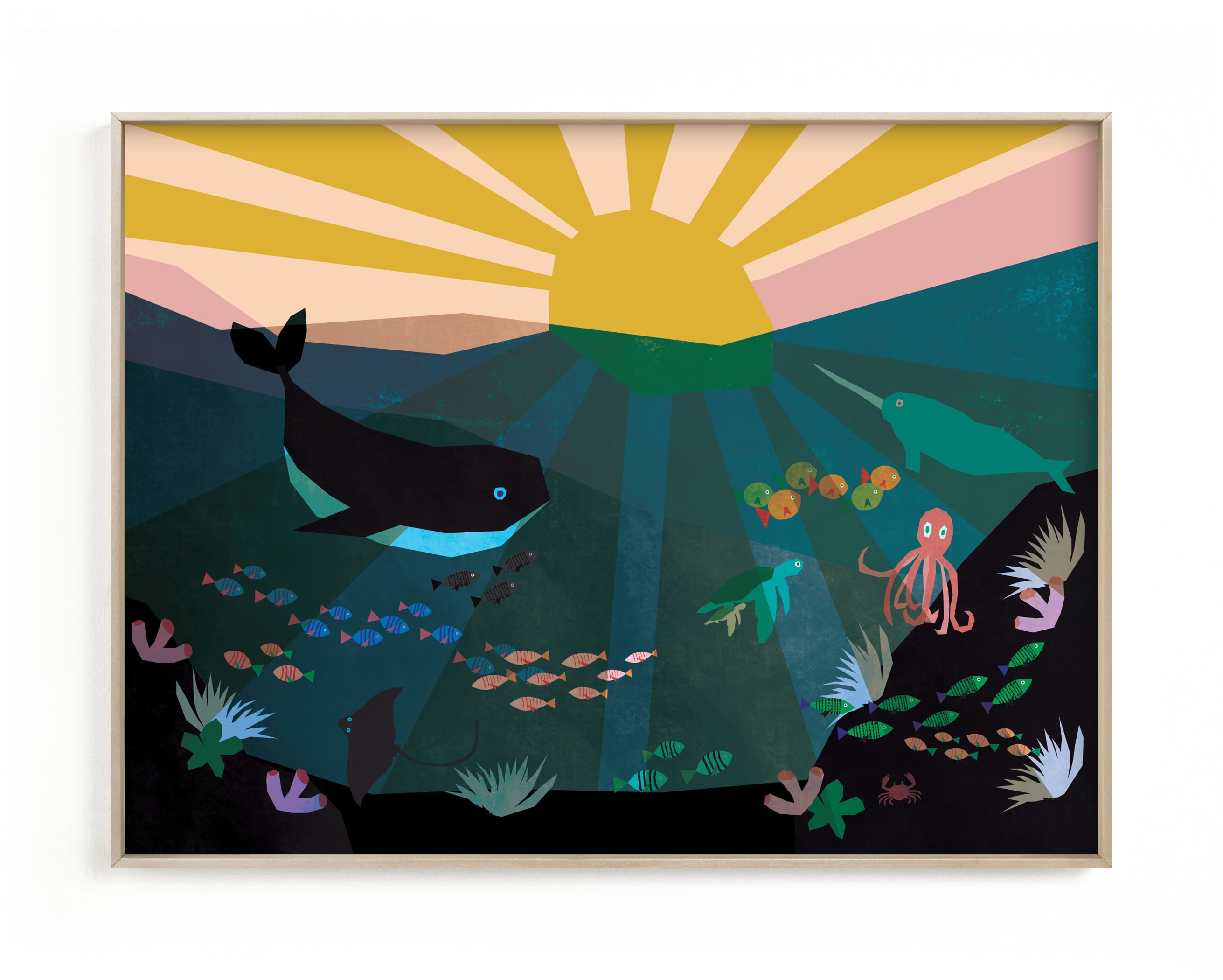 Underwater Sunset Children's Art Print