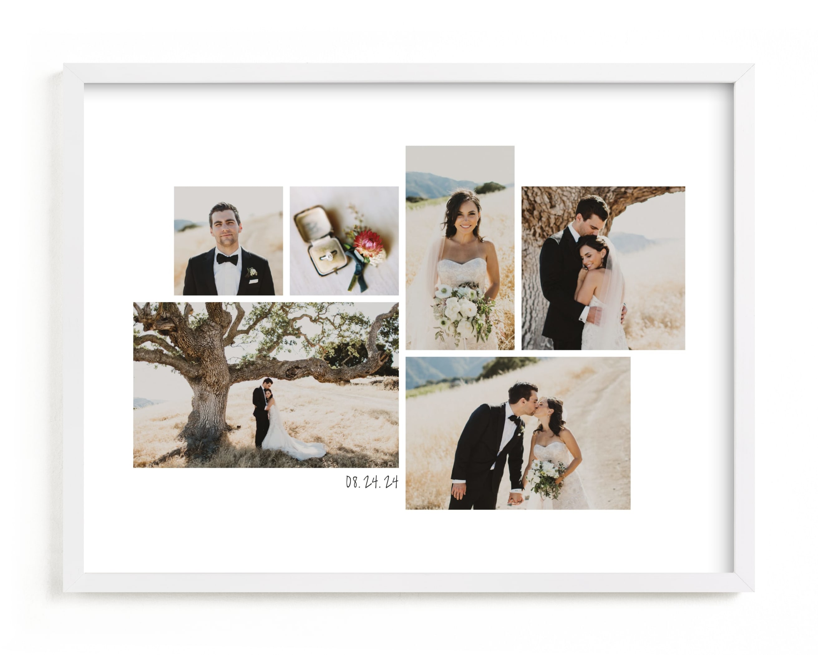 Wedding Moments Landscape custom photo art with wedding date in Diamond with White Wood frame by Minted