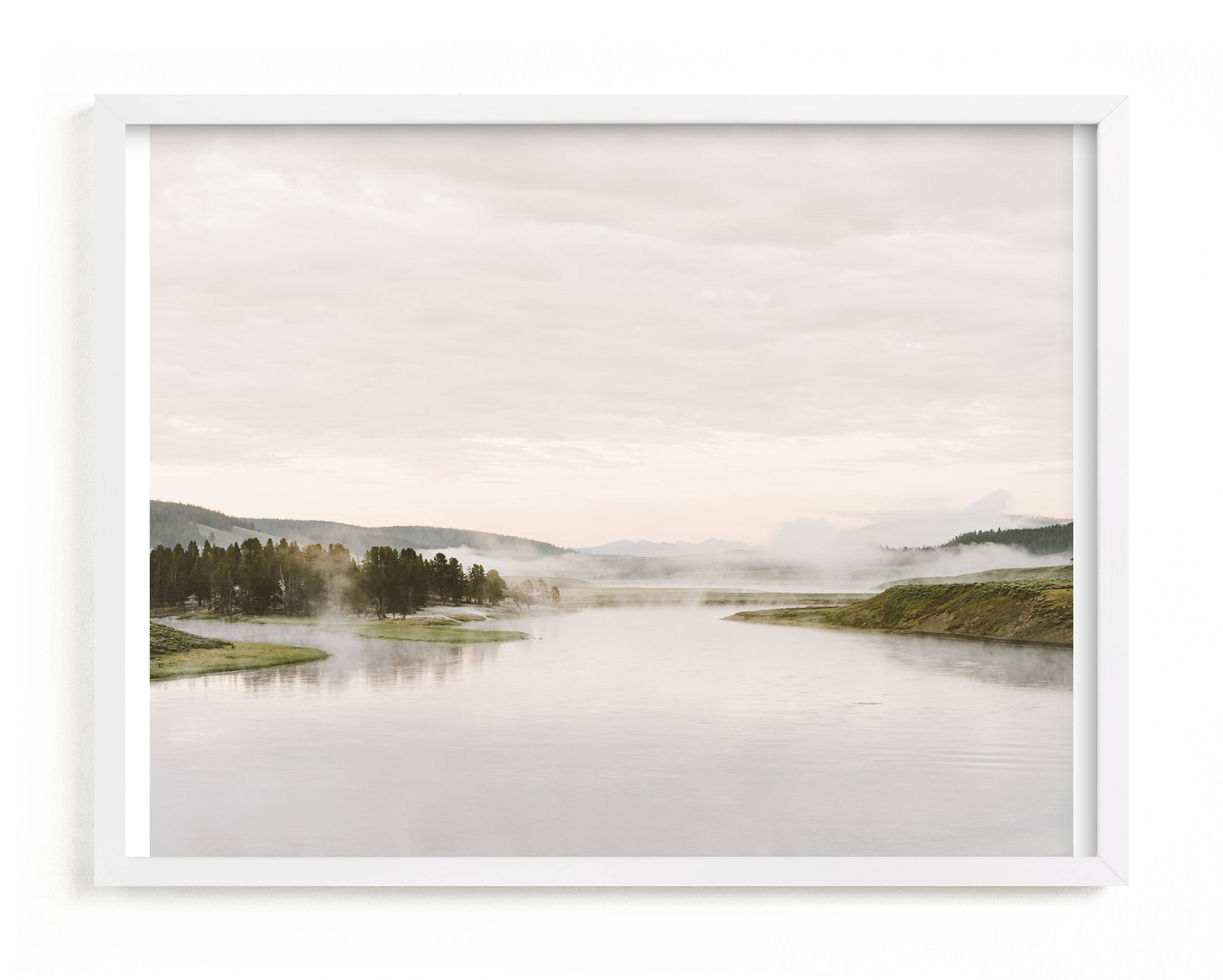 Misty lake Art Print