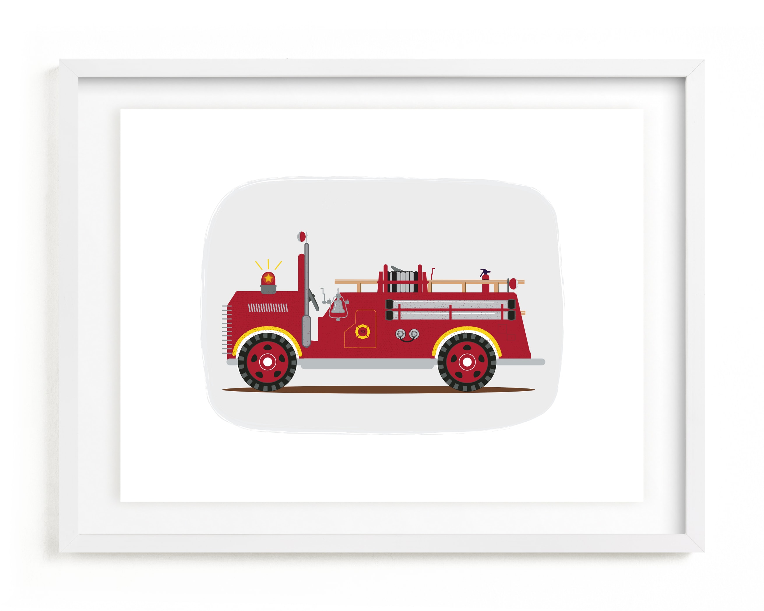 Red Fire Truck #2 Children's Art Print