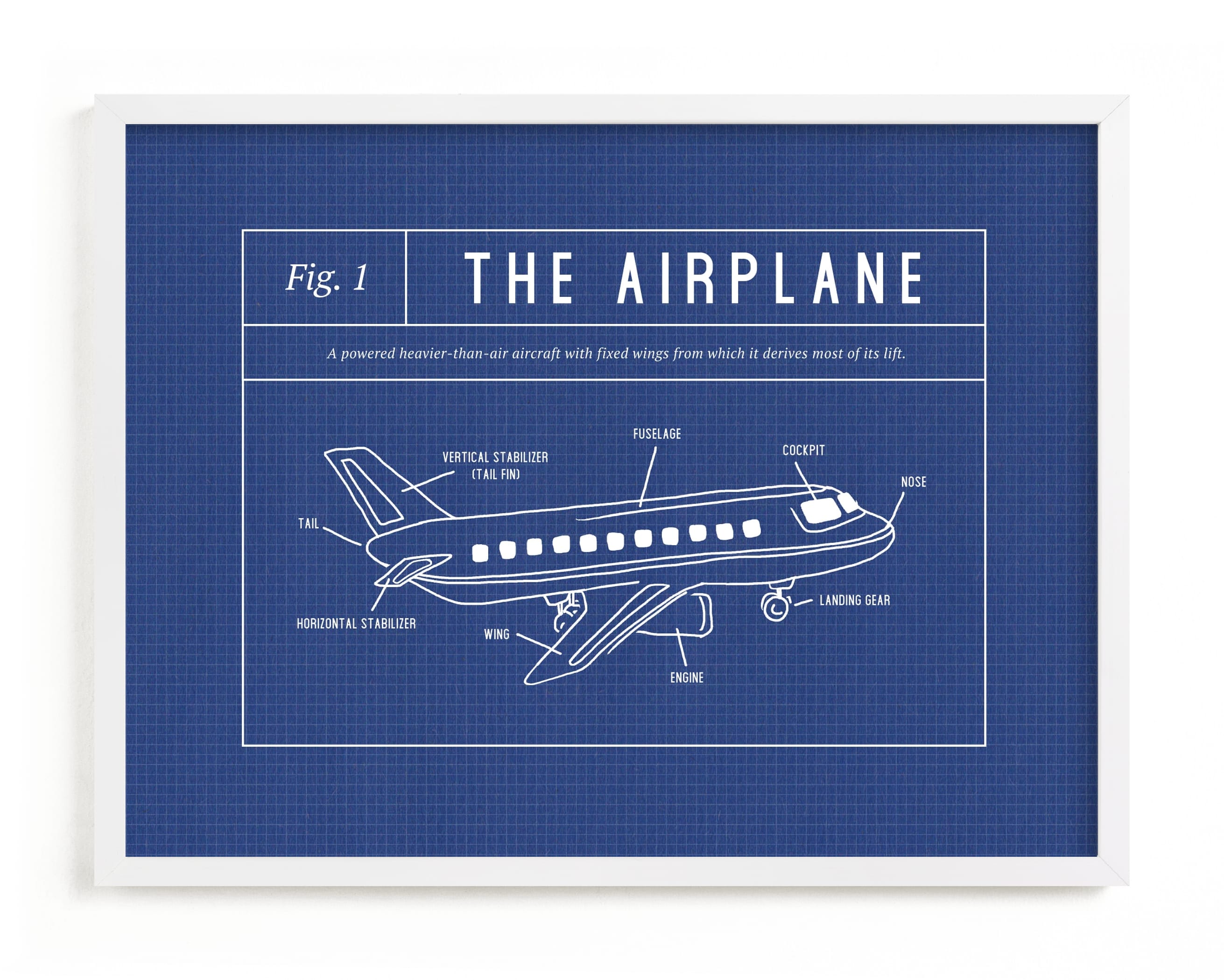 Airplane Blueprint Children's Art Print