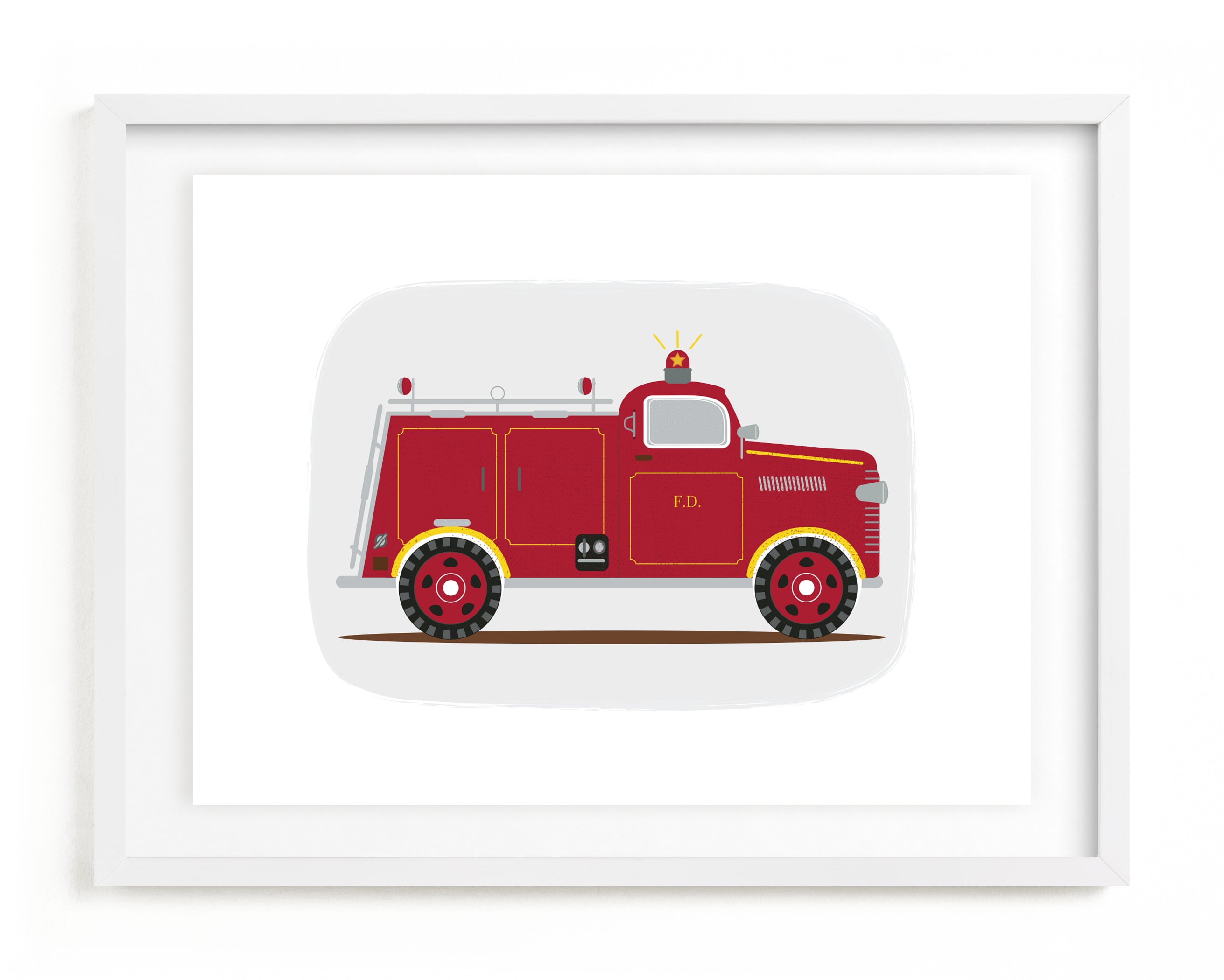 Red Fire Engine #1 Children's Art Print