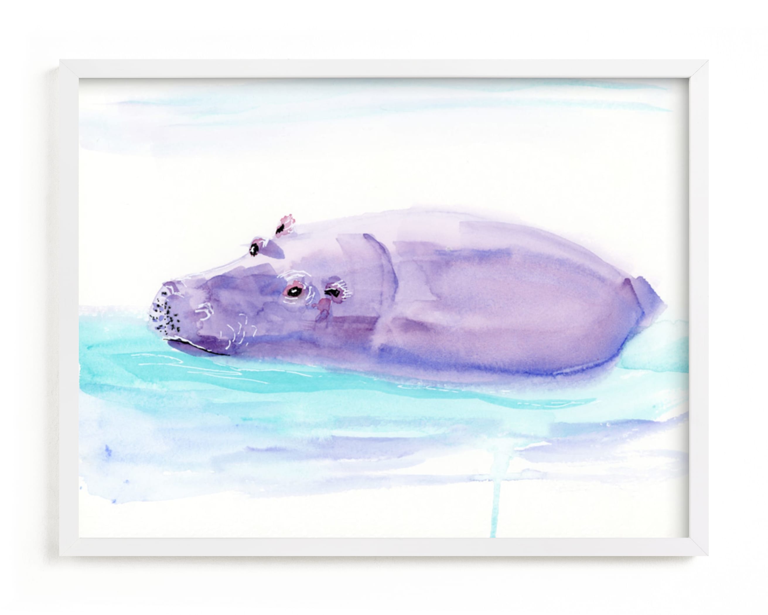 "Hippo Hooray" - Art Print by Lindsay Megahed in beautiful frame options and a variety of sizes.