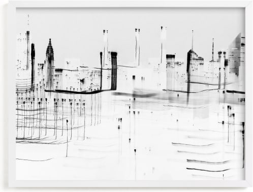 This is a black and white art by Kaitlin Rebesco called nyc night lights .