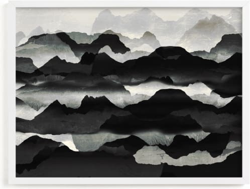 This is a grey art by Oana Prints called Metallic mountain silhouette.