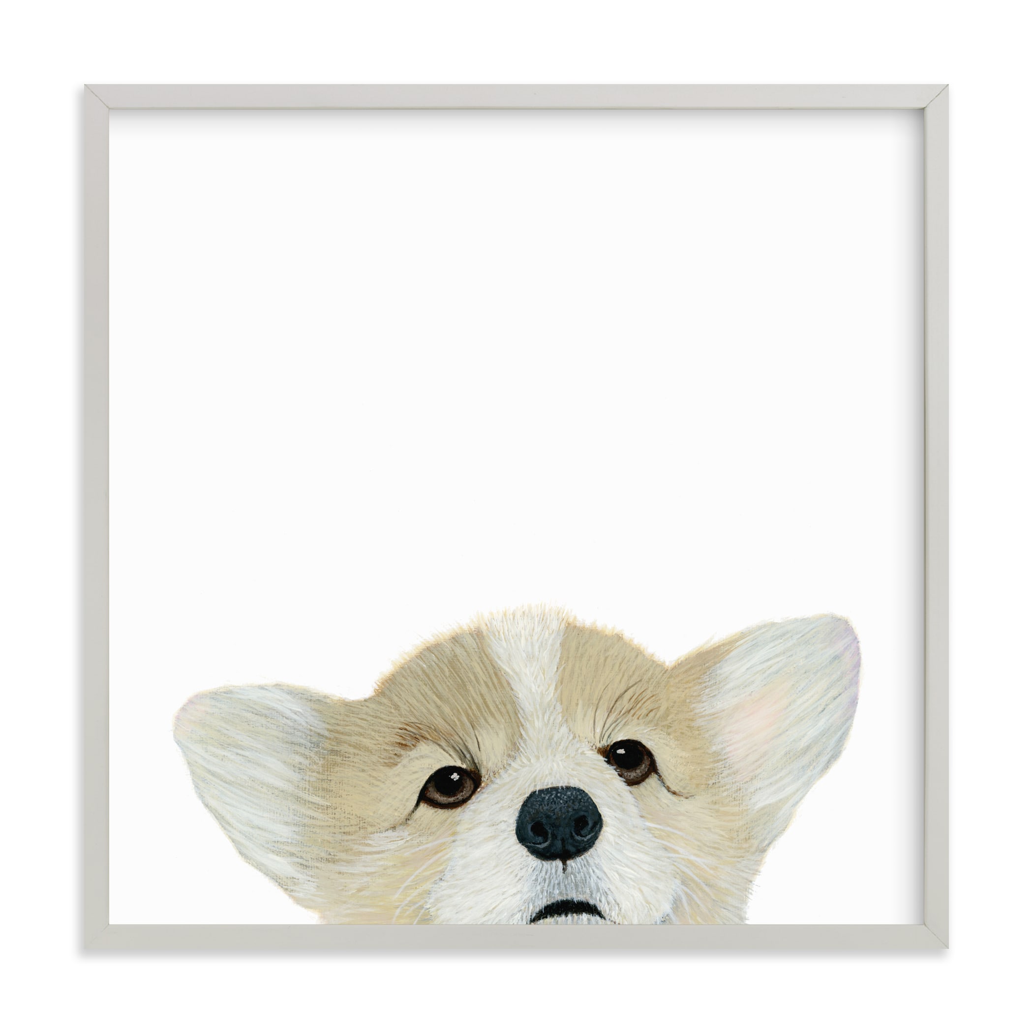 "Corgi Puppy" - Art Print by Deborah Chou in beautiful frame options and a variety of sizes.