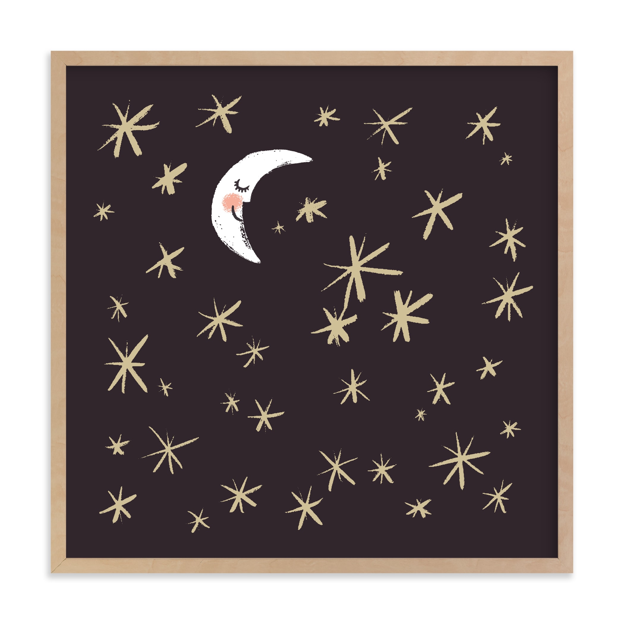 Good Night Moon and Stars Children's Art Print