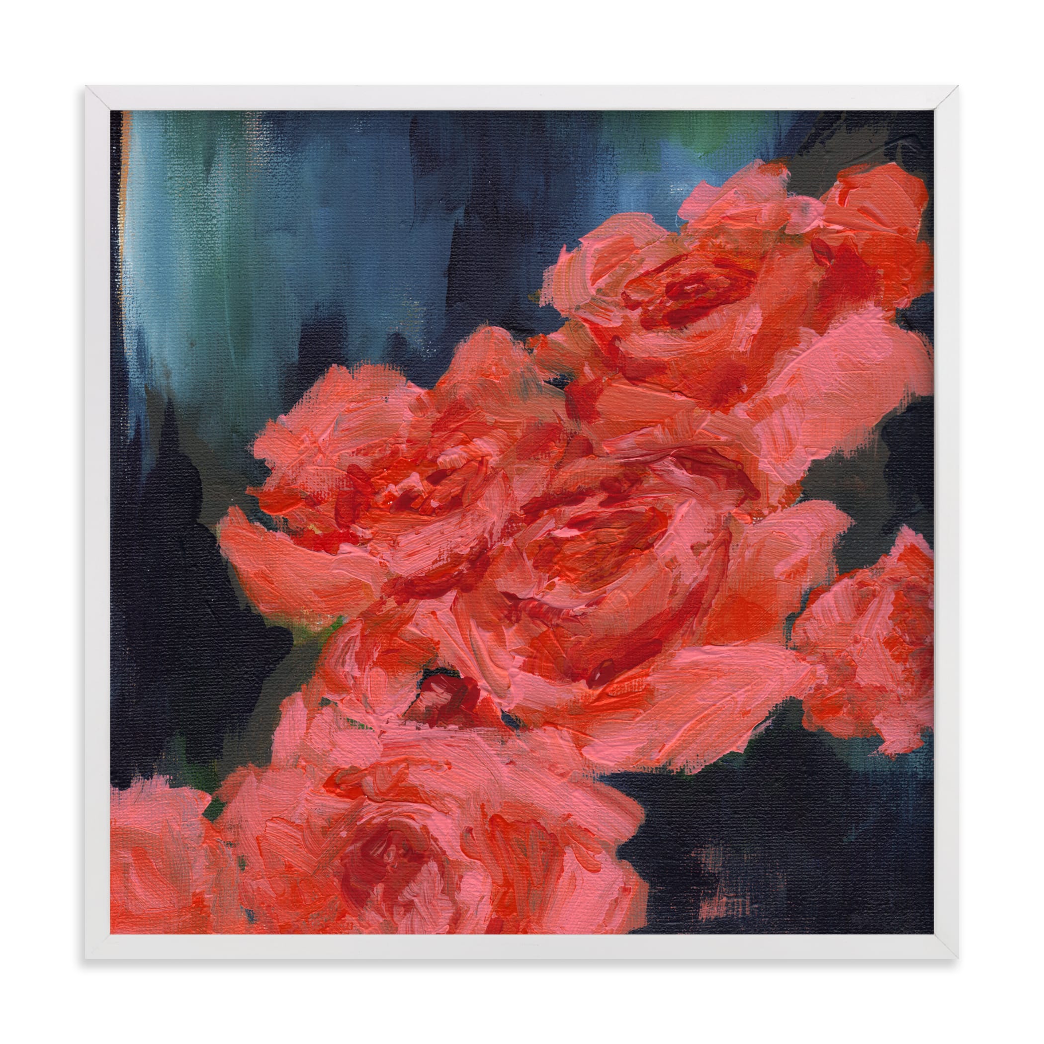"Coral Roses" - Limited Edition Art Print by Sonal Nathwani in beautiful frame options and a variety of sizes.