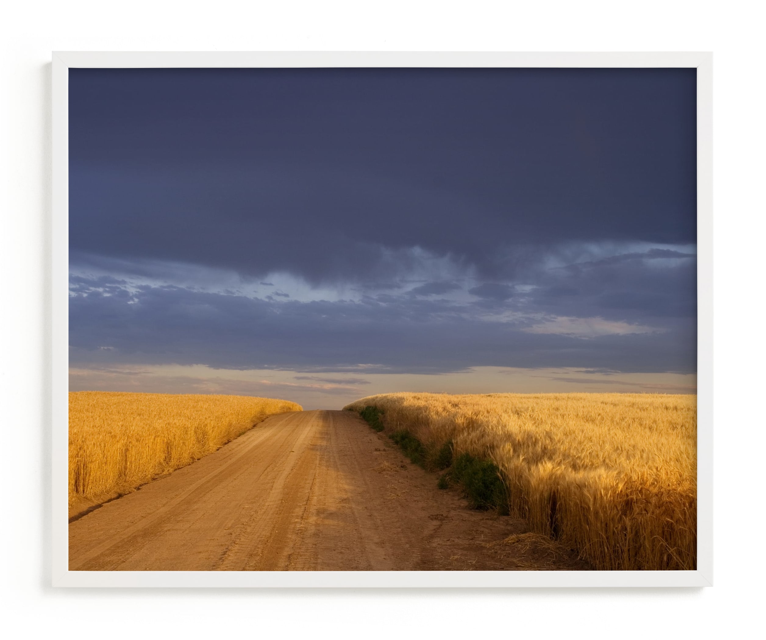 Painting Landscape Wheat Field Barn Farm Stormy Sky Canvas Art Print