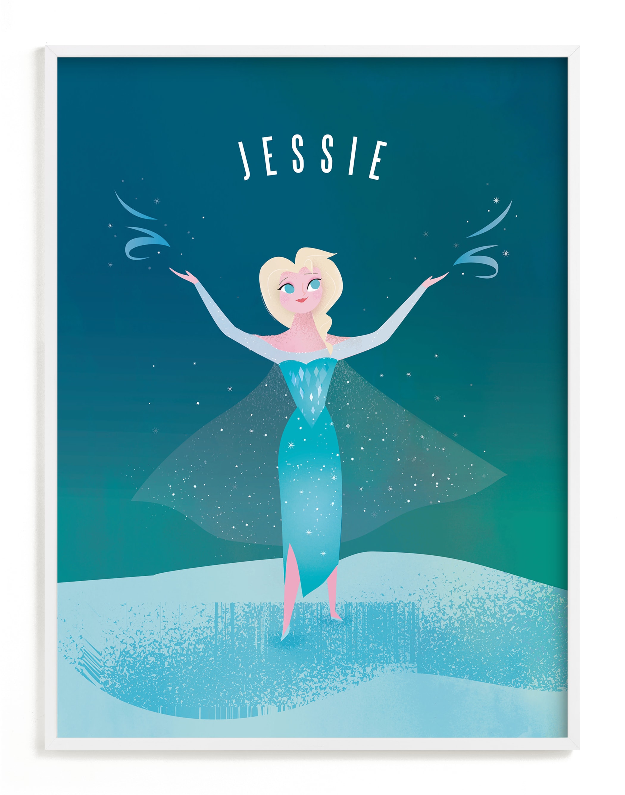 "Elsa's Magic | Frozen" - Disney Children's Custom Art Print by Lori Wemple in beautiful frame options and a variety of sizes.