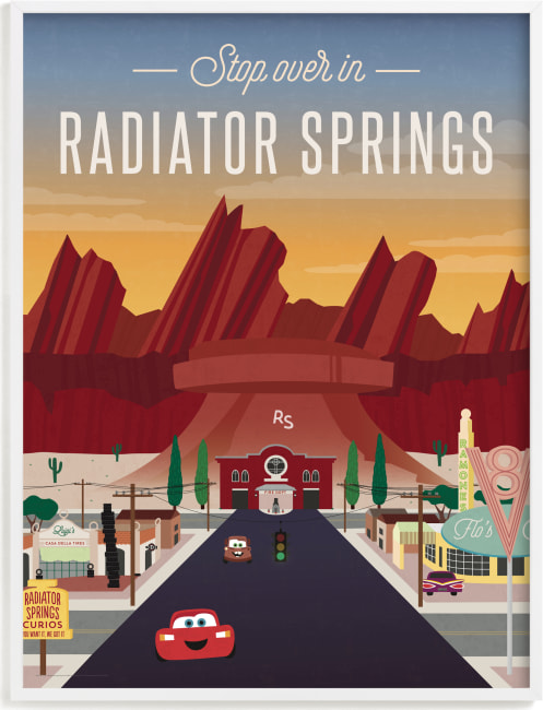 This is a colorful disney art by Erica Krystek called Stop Over In Radiator Springs | Cars.