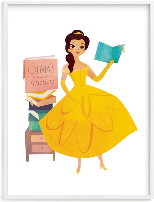 This is a yellow disney art by Lori Wemple called Storytime |  Beauty and the Beast.