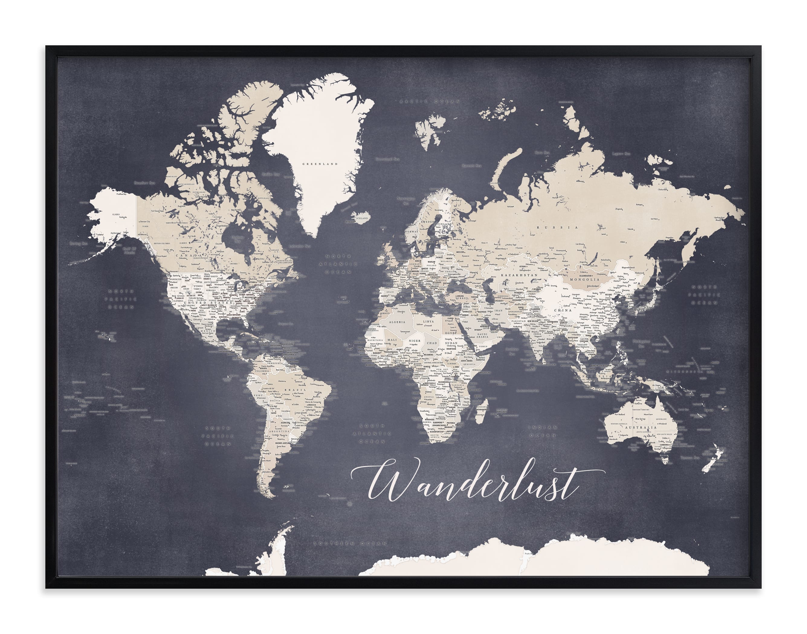 "Glynn detailed distressed world map" by Rosana Laiz Blursbyai in beautiful frame options and a variety of sizes.