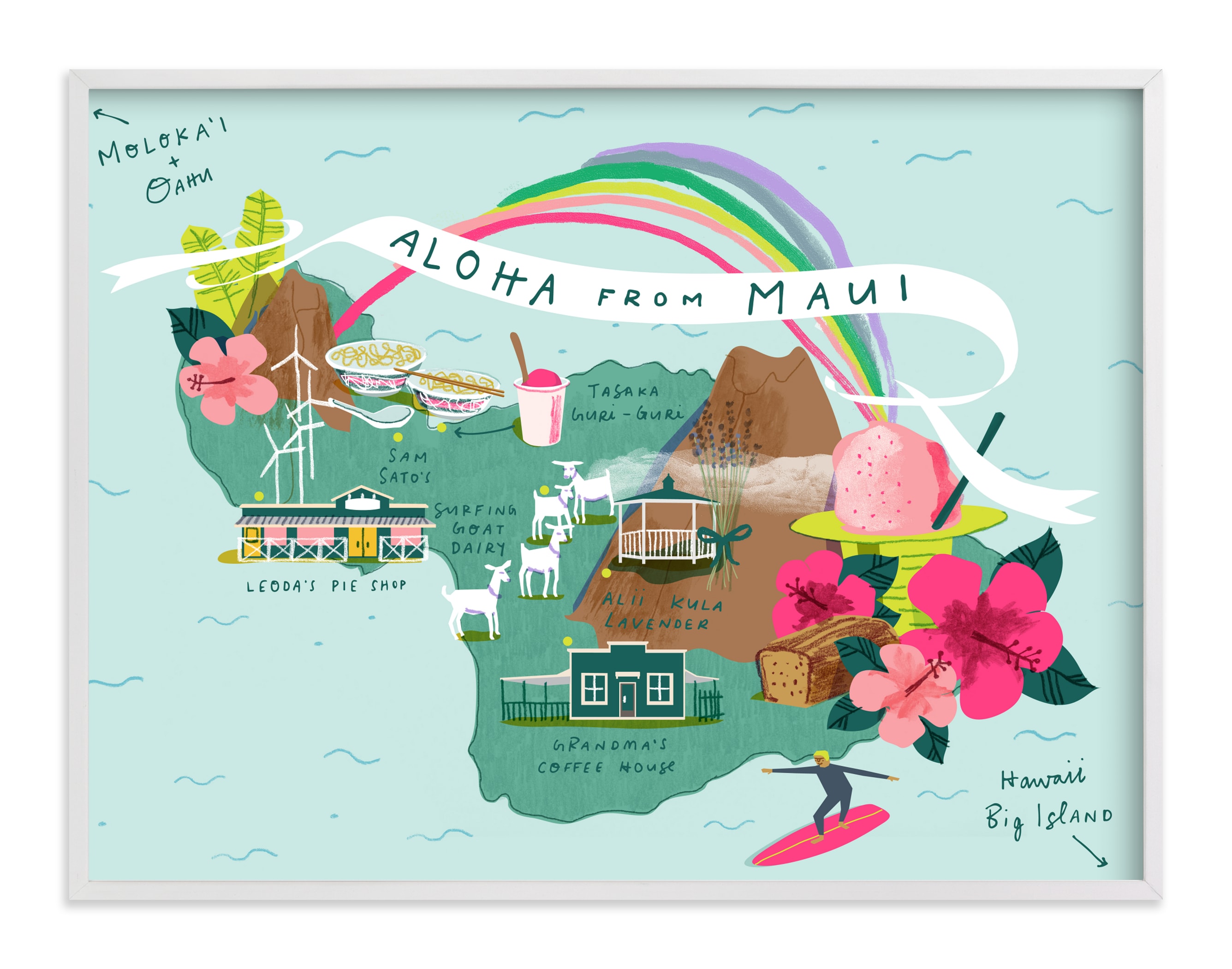 Maui Map Wall Art Prints By Lindsey Balbierz Minted