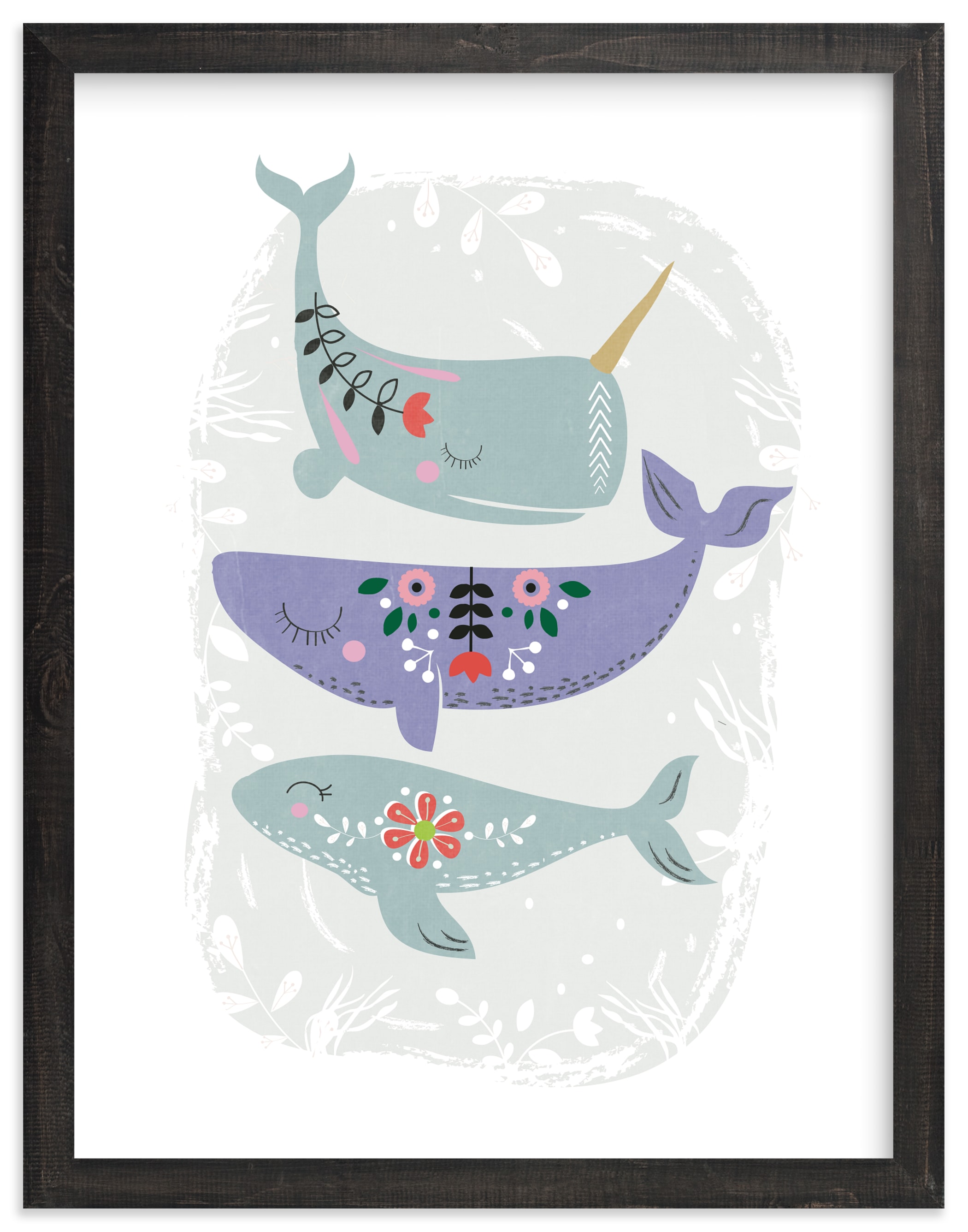 Folk Whales Wall Art Prints by Hannah Williams Minted