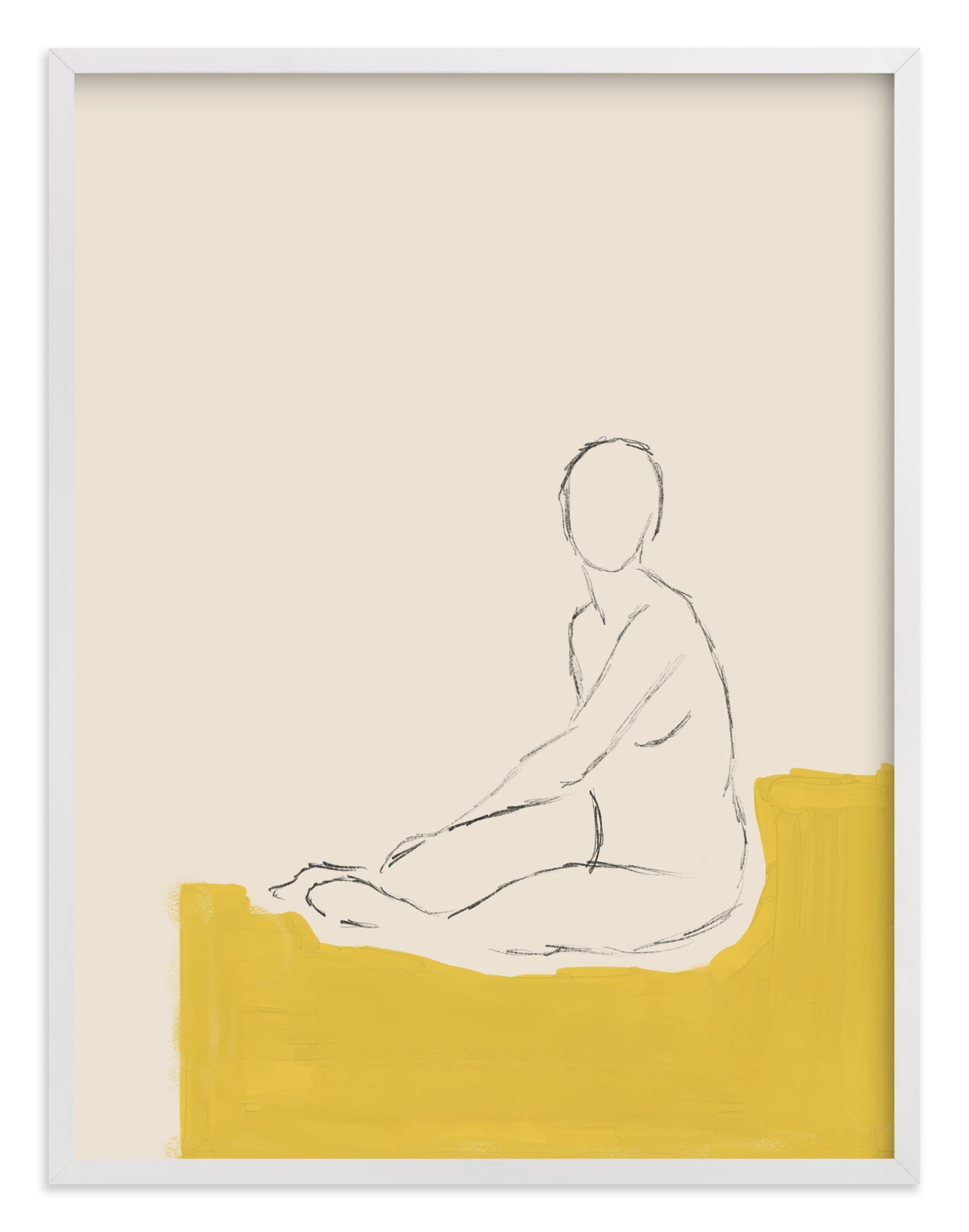 Figure on Yellow Wall Art Print