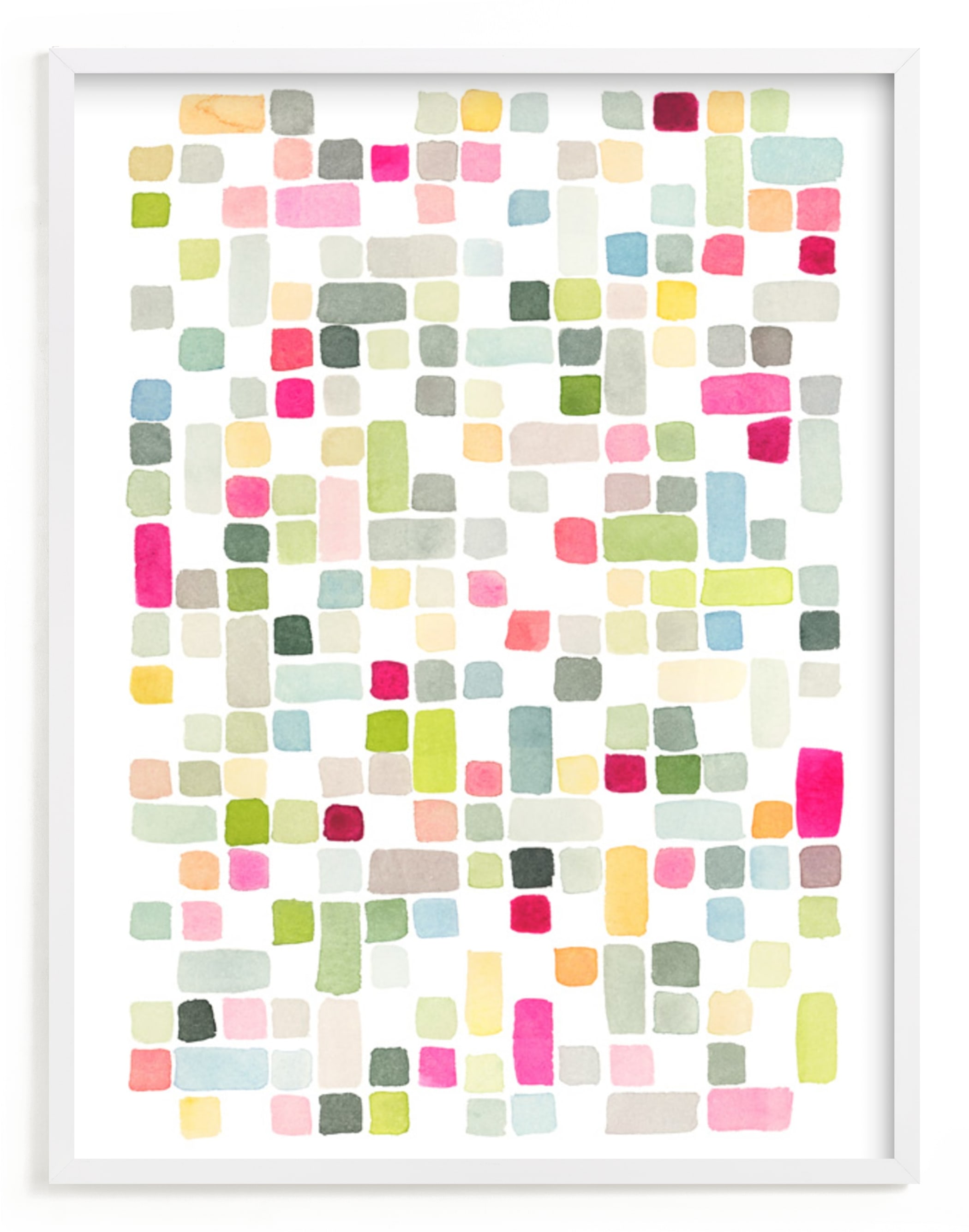 "Pink and Gray Squares" - Art Print by Yao Cheng Design in beautiful frame options and a variety of sizes.