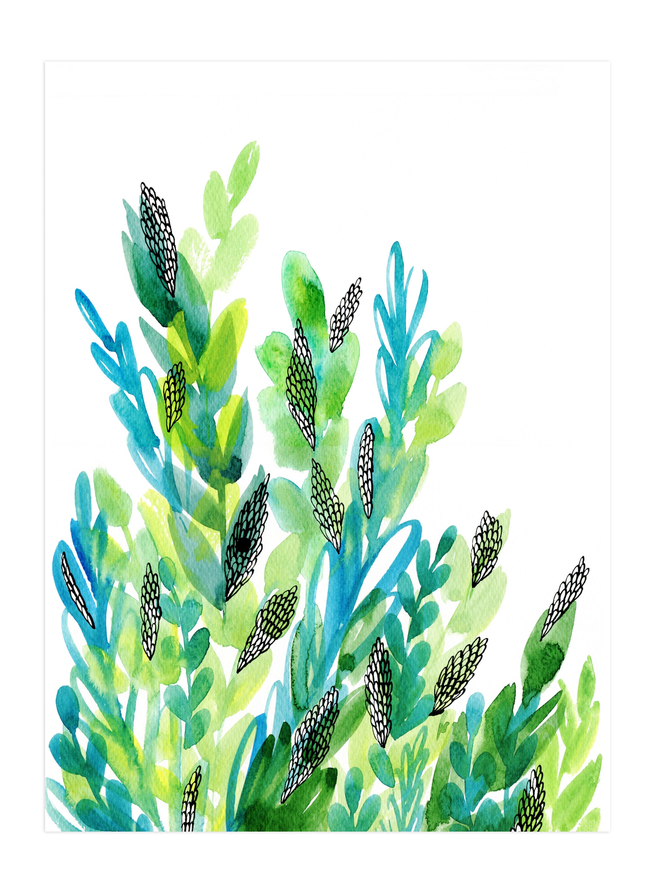 Green floral Wall Art Prints by Alexandra Dzh Minted