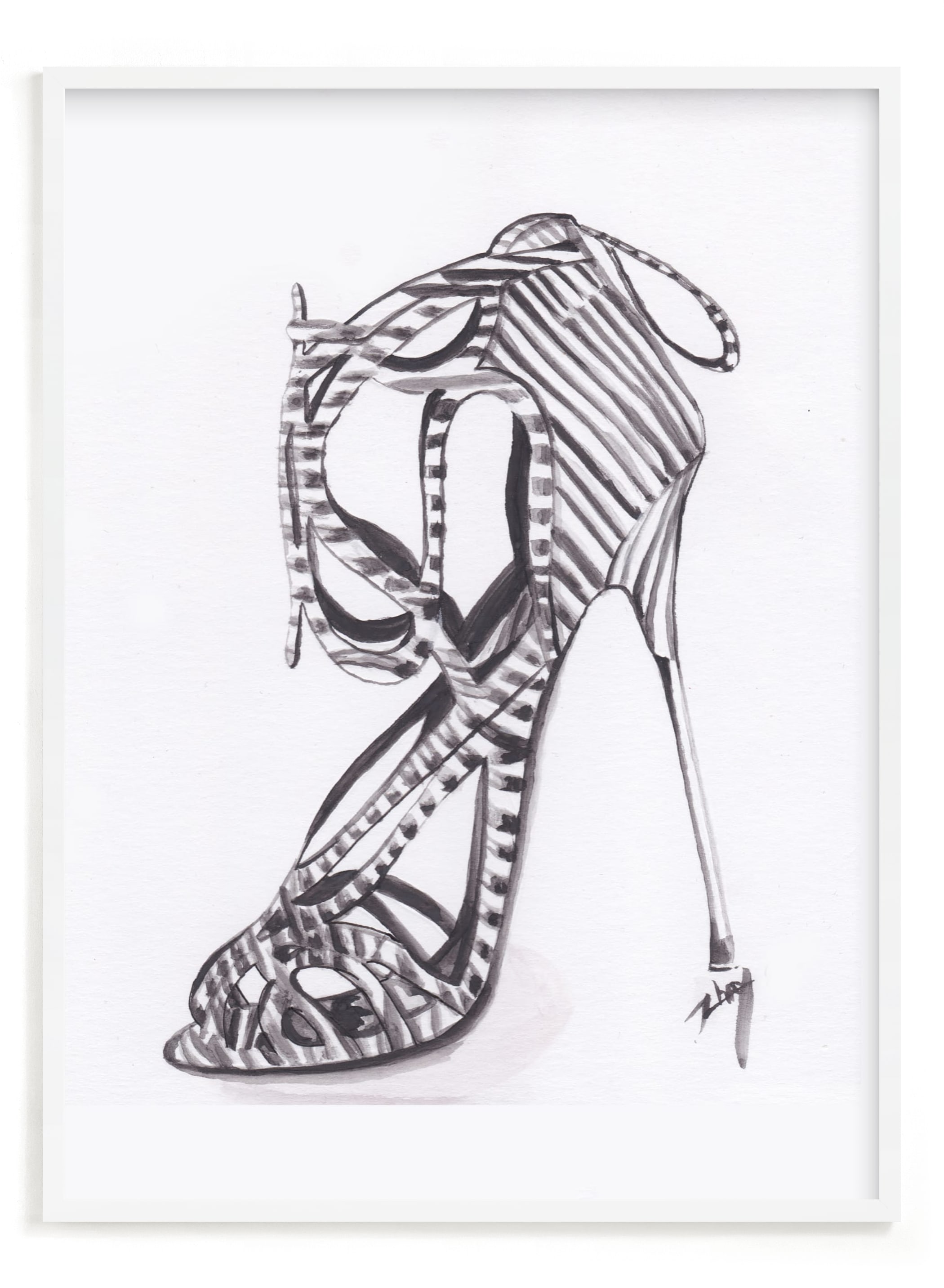 "Striped Stiletto" - Art Print by Zhay Smith in beautiful frame options and a variety of sizes.
