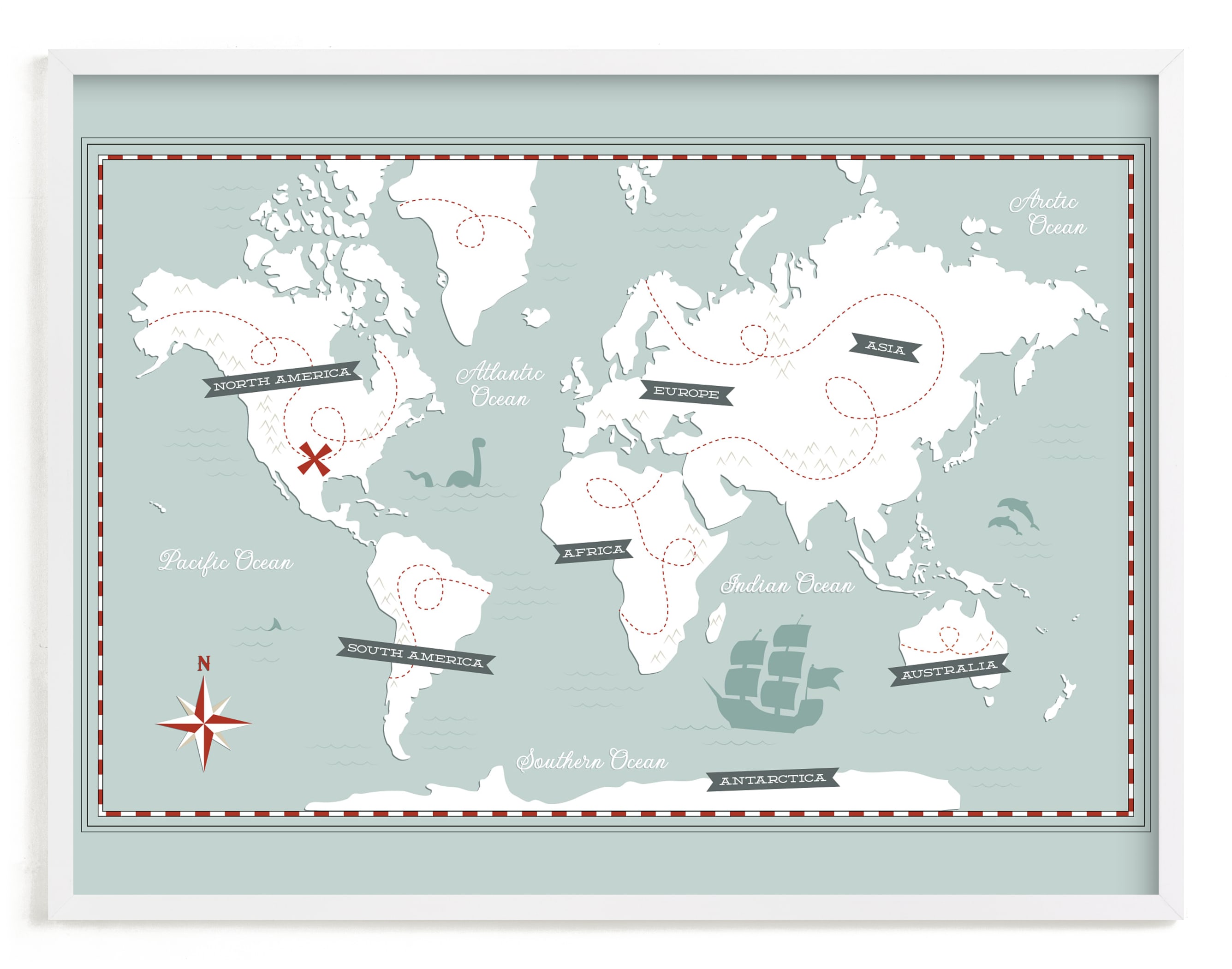 "Treasure Map" - Limited Edition Art Print by Jessie Steury in beautiful frame options and a variety of sizes.