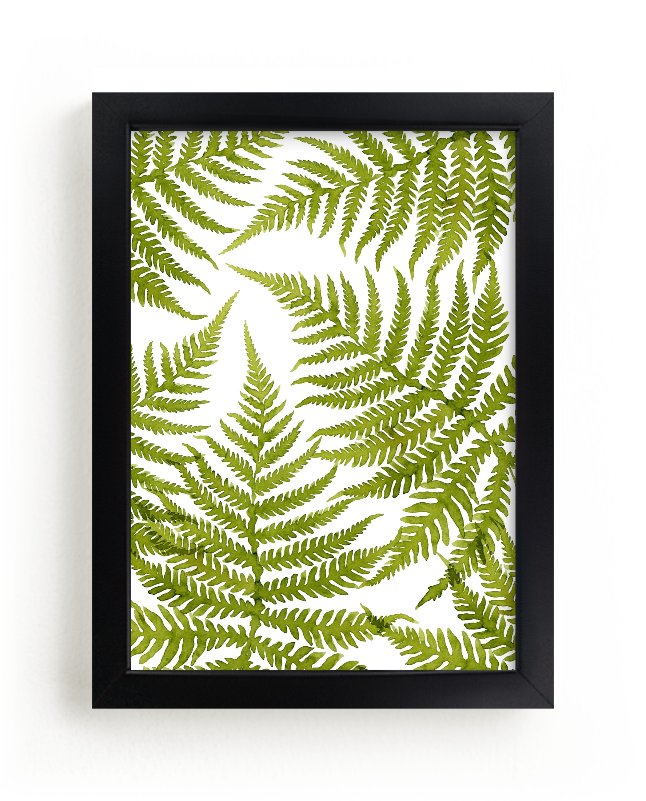 "Watercolor Fern Leaves" - Art Print by Helga Wigandt in beautiful frame options and a variety of sizes.