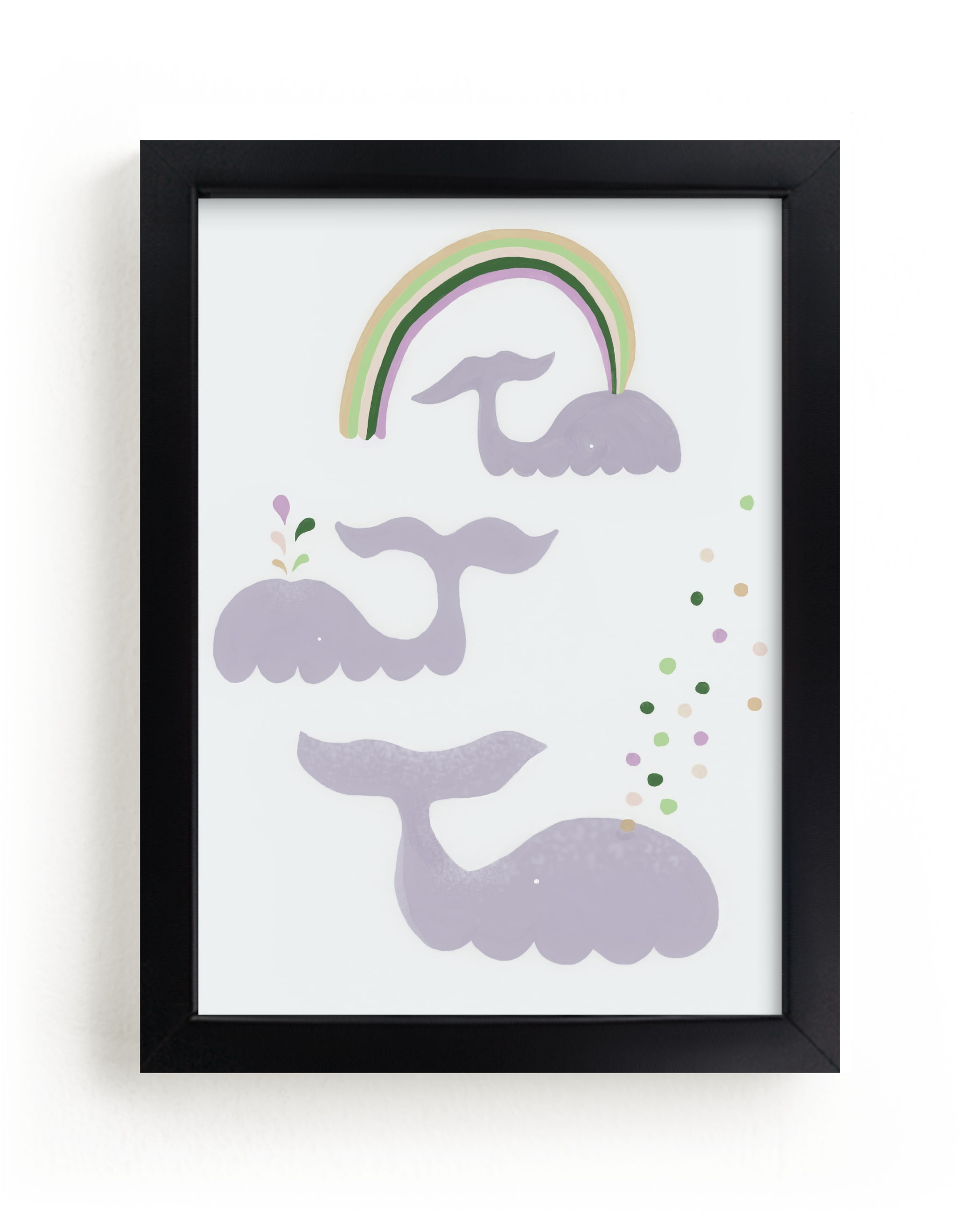 "Lavender Whales" - Art Print by Deborah Chou in beautiful frame options and a variety of sizes.