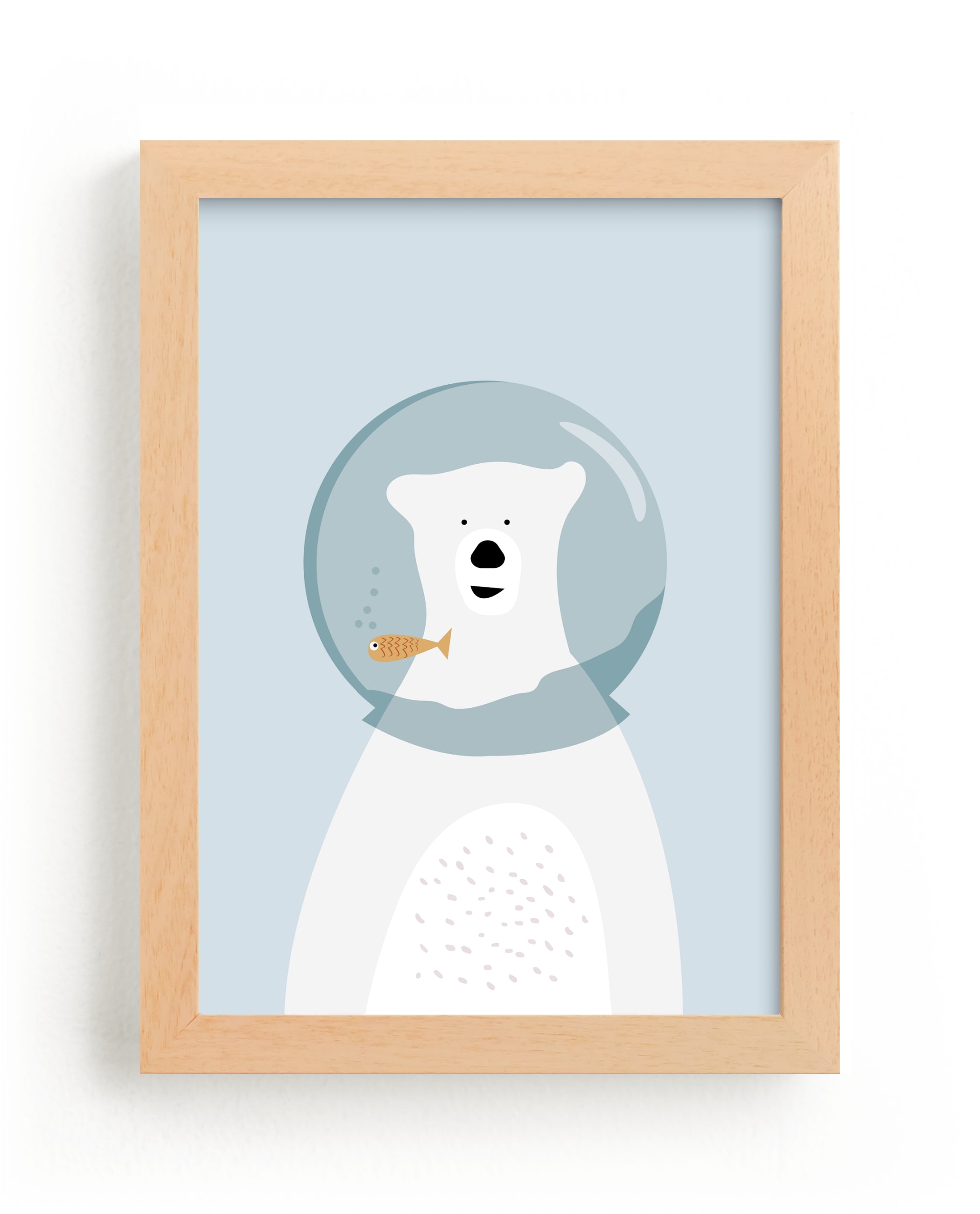 "Bear and Fish" - Art Print by Christie Garcia in beautiful frame options and a variety of sizes.