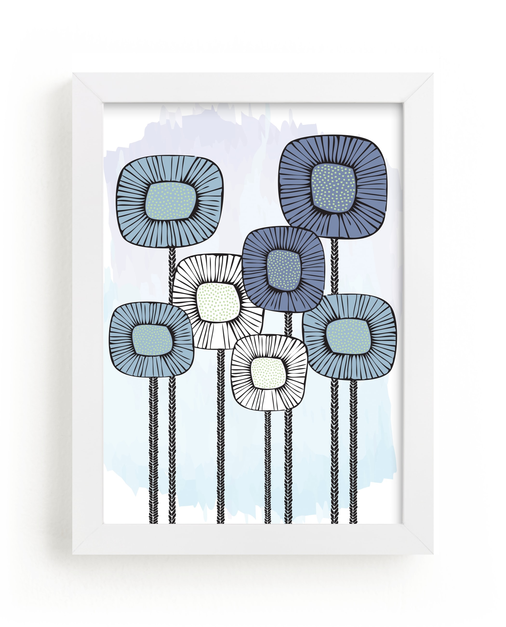 "Retro Blooms" - Art Print by Kate Ross in beautiful frame options and a variety of sizes.
