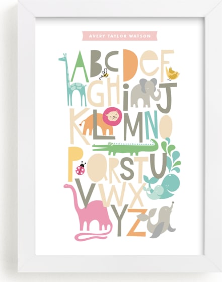 This is a orange nursery wall art by Alethea and Ruth called Animals Alphabet.