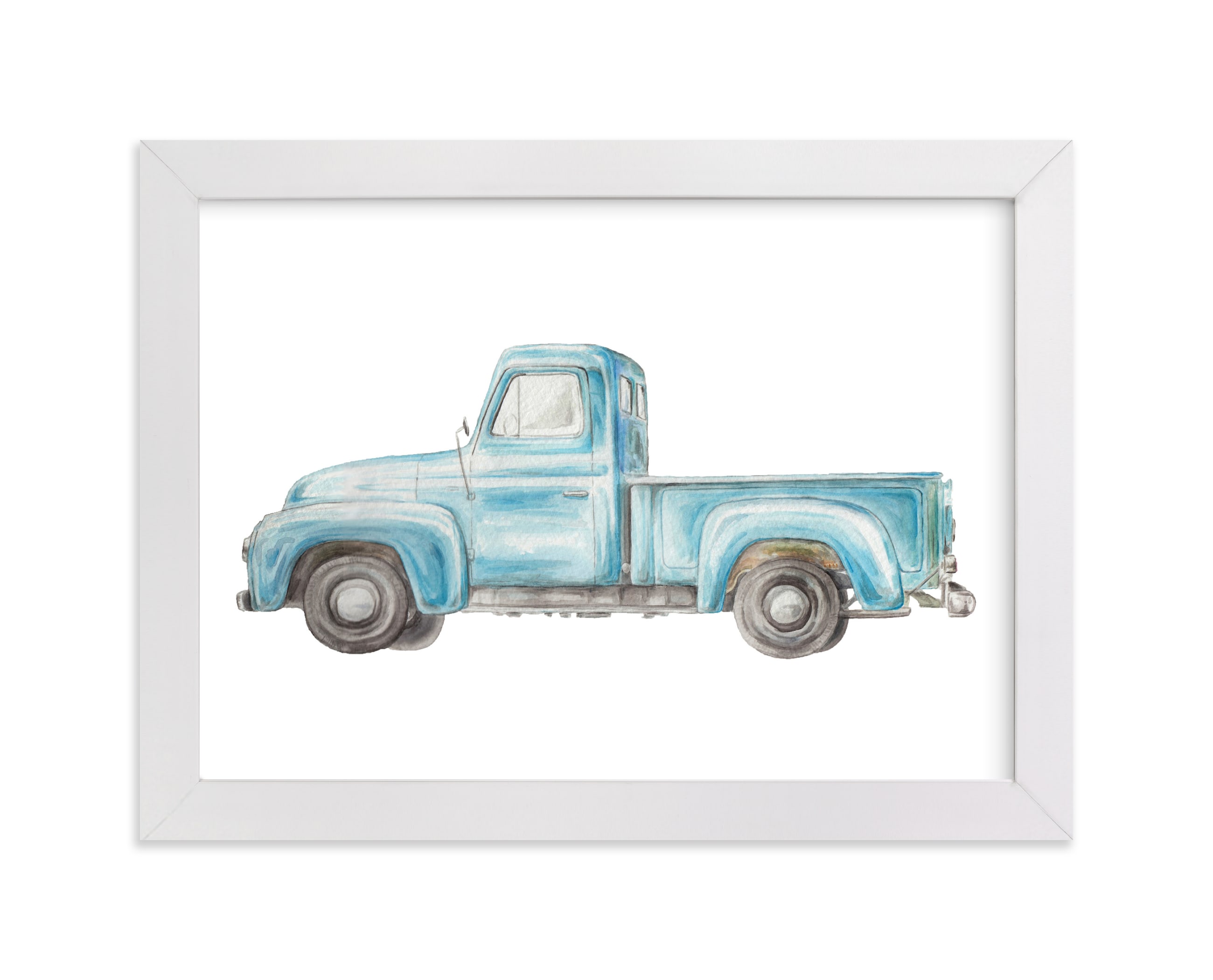 "Vintage Turquoise Pickup Truck" - Limited Edition Art Print by Lauren Rogoff in beautiful frame options and a variety of sizes.