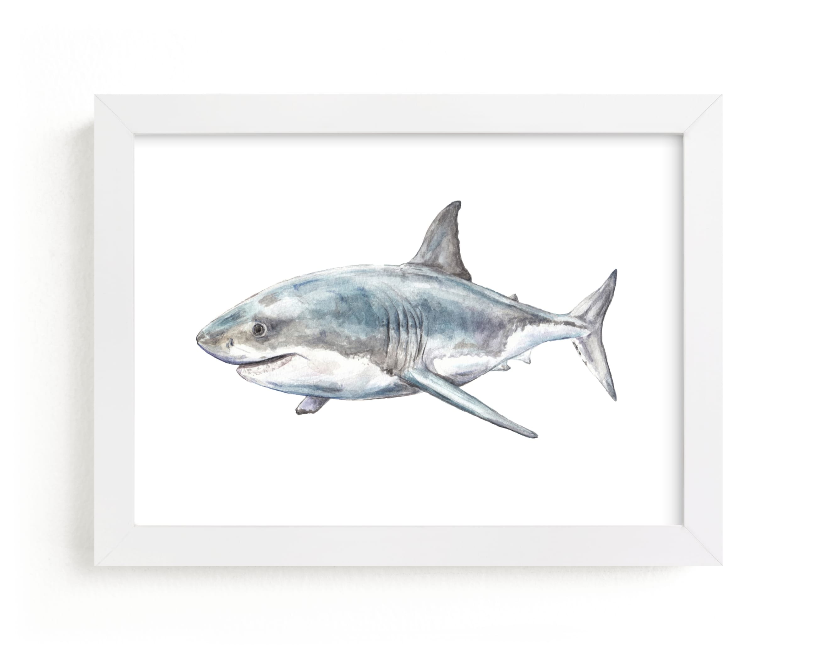 "Shark in Smiling Waters" - Limited Edition Art Print by Lauren Rogoff in beautiful frame options and a variety of sizes.