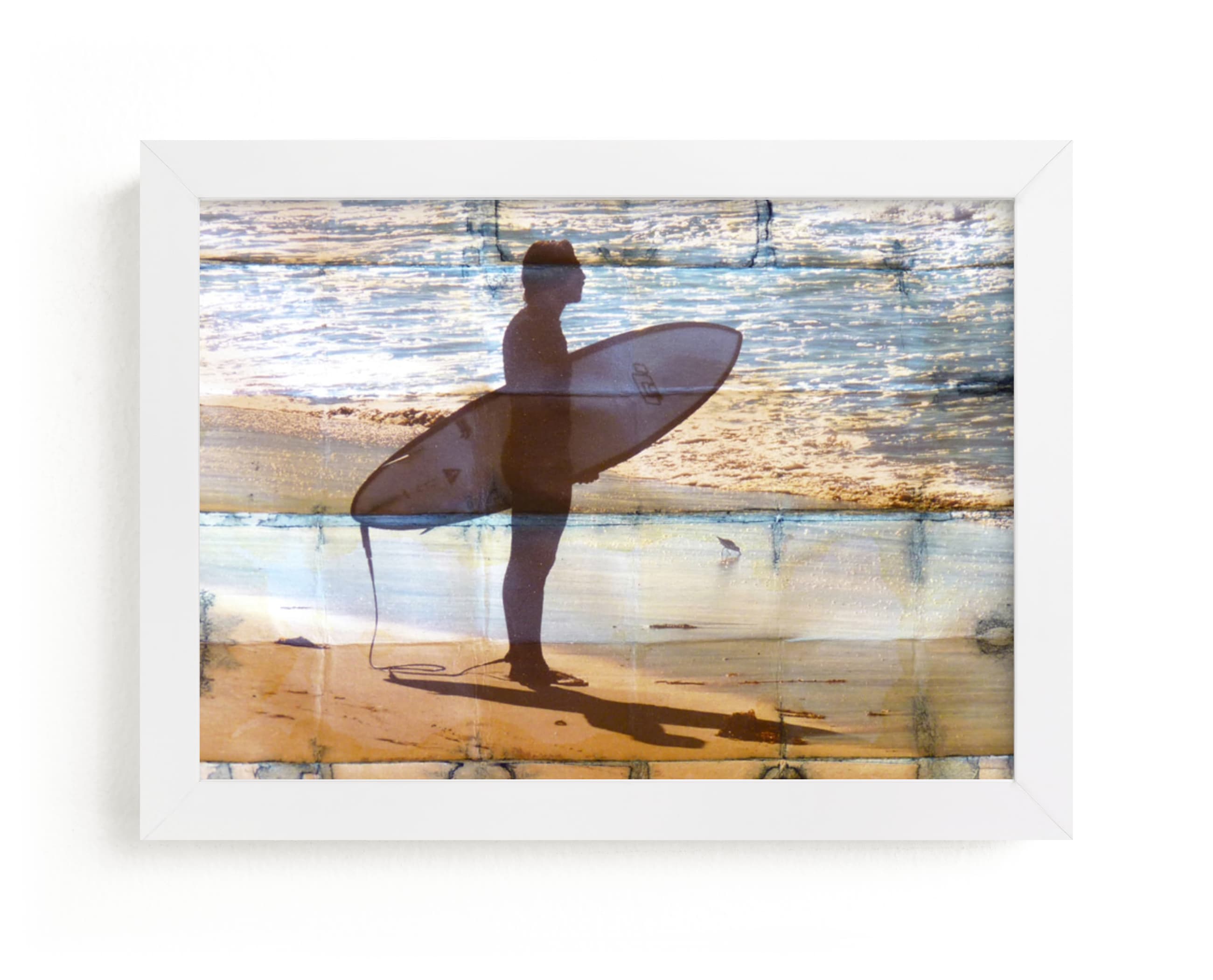 "Indigo Shibori Surfer " - Art Print by Annie Seaton in beautiful frame options and a variety of sizes.