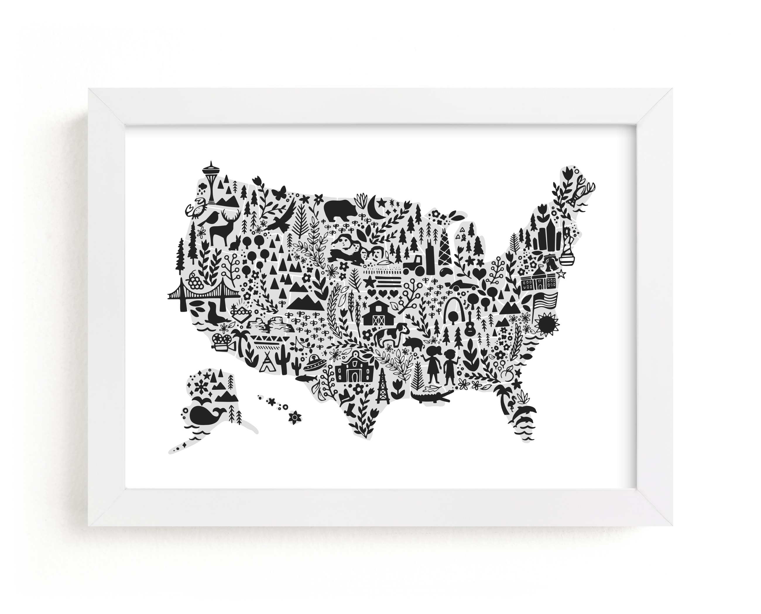 "Little Big American Map" - Art Print by Jessie Steury in beautiful frame options and a variety of sizes.