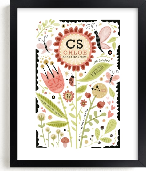 This is a red nursery wall art by Danielle Hartgers called Girly Floral Collage.
